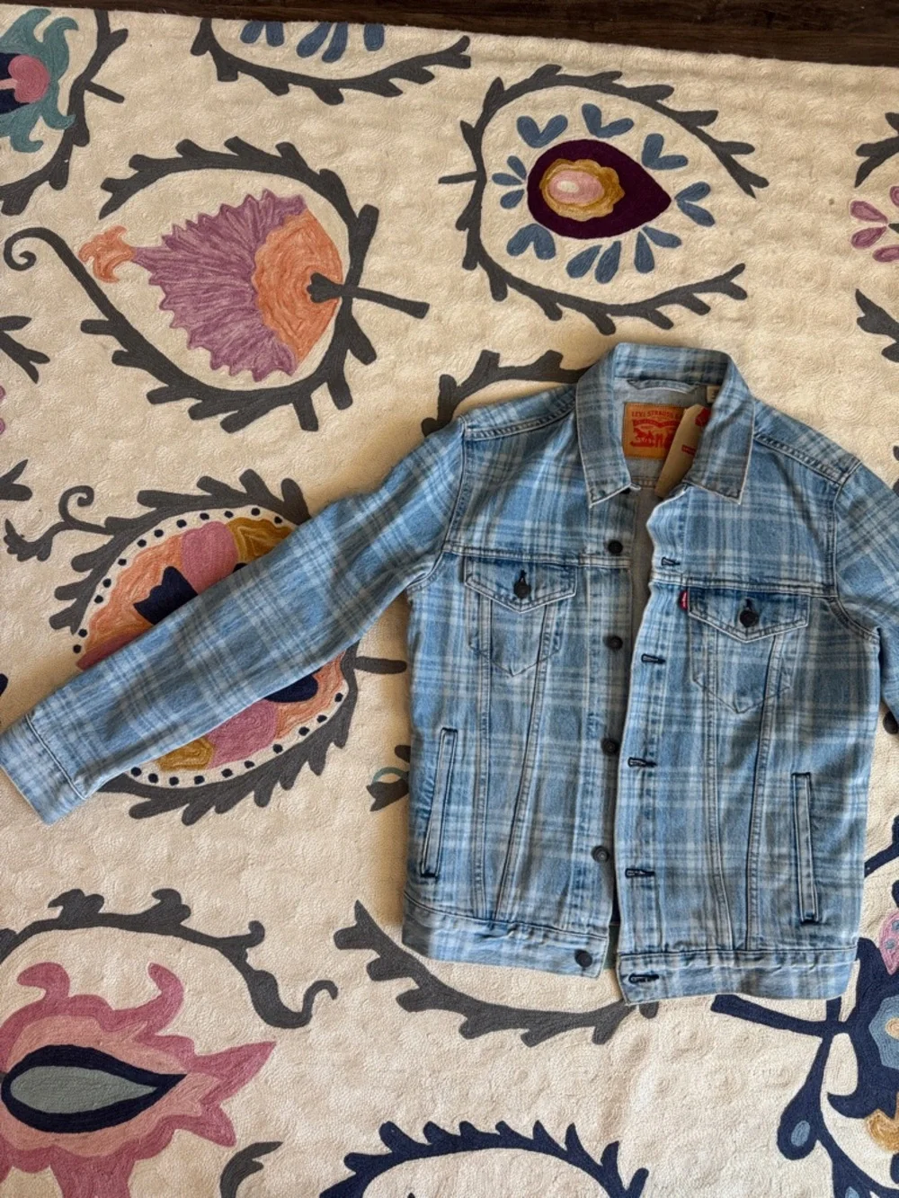 Levi's Light Blue Plaid Denim Jacket - Picture 5 of 7